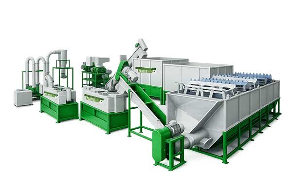 Automatic washing line with hot air cyclone system